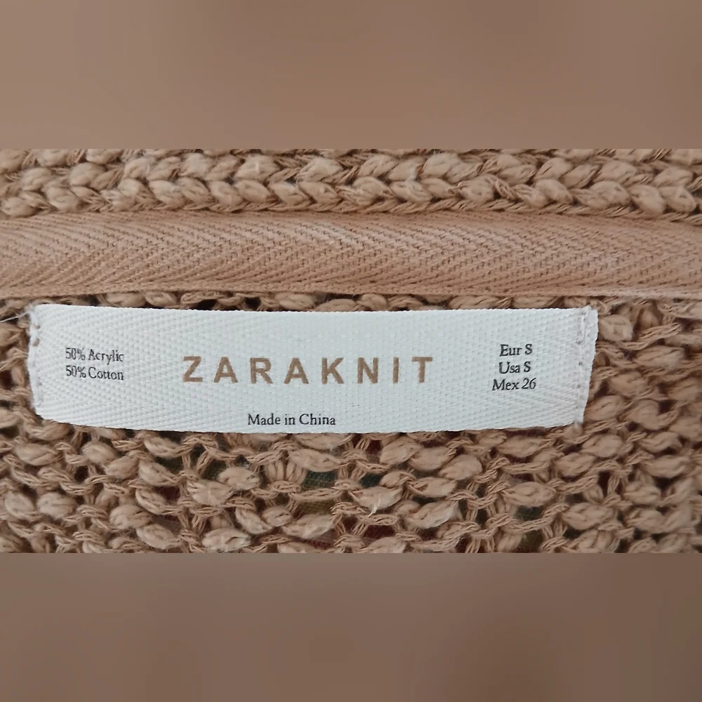 Zara Knit Button Front Tan Cardigan Sweater - Picture 8 of 9